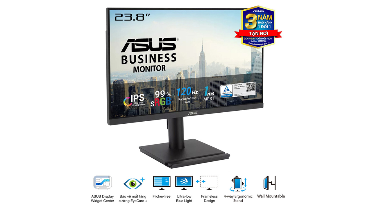 Màn hình Asus VA249QGS (23.8Inch/ Full HD/ 1ms/ 120Hz/ 350cd/m2/ IPS/ Loa)