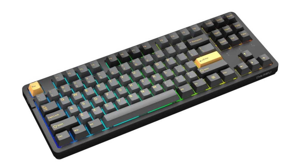 Bàn phím cơ không dây Dareu EK87 Pro Triple Mode Black Golden DareU Cloud switch