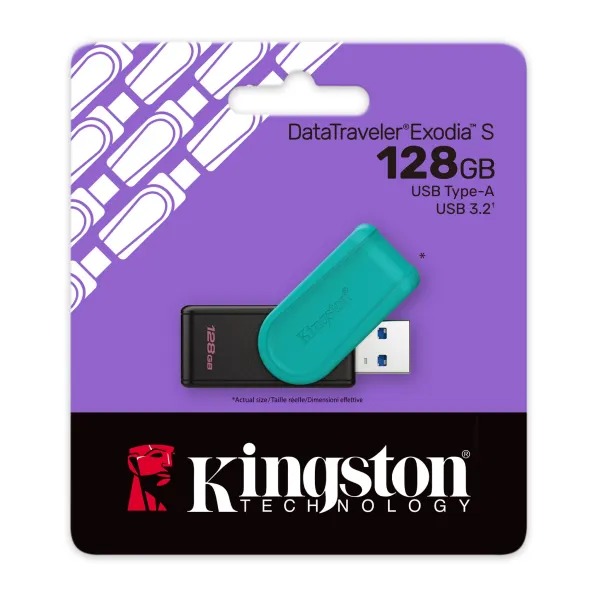 USB Kingston DTXS 128Gb USB3.2 M&agrave;u đen xanh