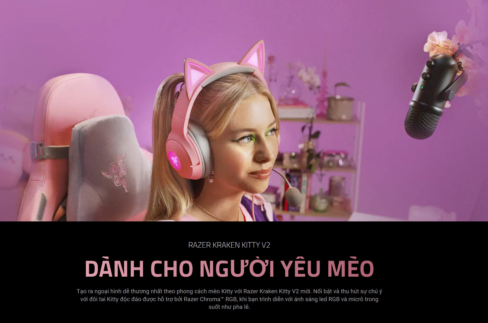 Tai nghe Razer Kraken Kitty V2 Quartz 