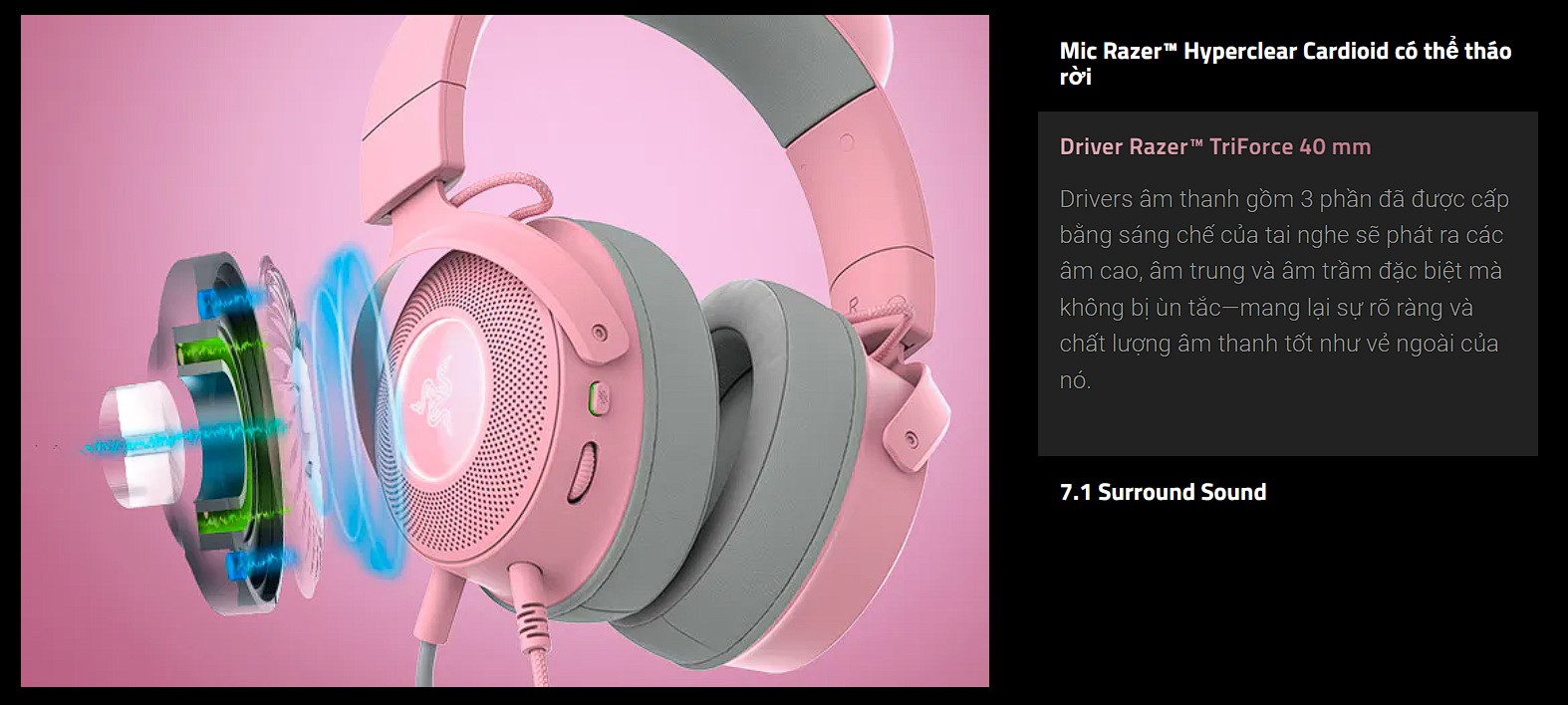 Tai nghe Razer Kraken Kitty V2 Quartz 