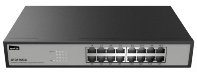 Switch Netis ST3116GS (Gigabit 1000Mbps/ 16 Cổng/ Vỏ kim loại) 