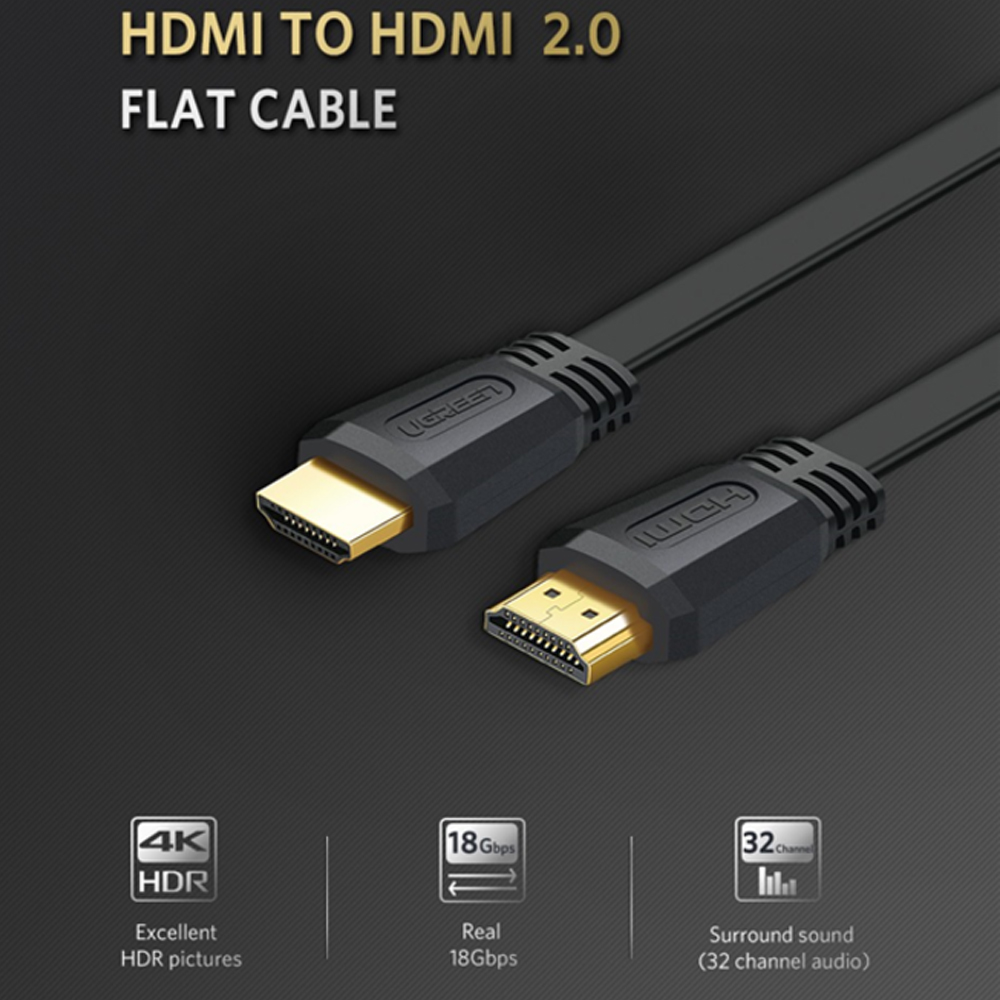C&aacute;p HDMI 2.0 Ugreen 50821 5m (C&aacute;p dẹt, hỗ trợ 4K cao cấp)