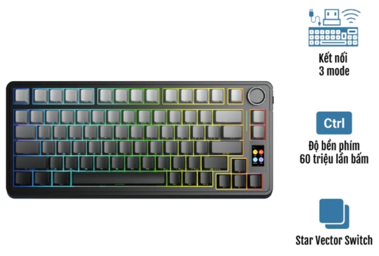 B&agrave;n ph&iacute;m cơ Aula 3 MODE S75 PRO X&aacute;m đen gradient Star Vector switch
