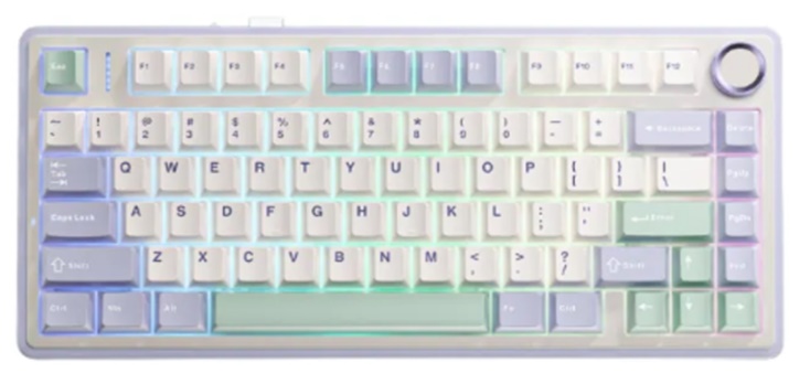 B&agrave;n ph&iacute;m cơ Aula F75 t&iacute;m nhạt + Be + Xanh l&aacute; Outemu Silent Peach V3 switch