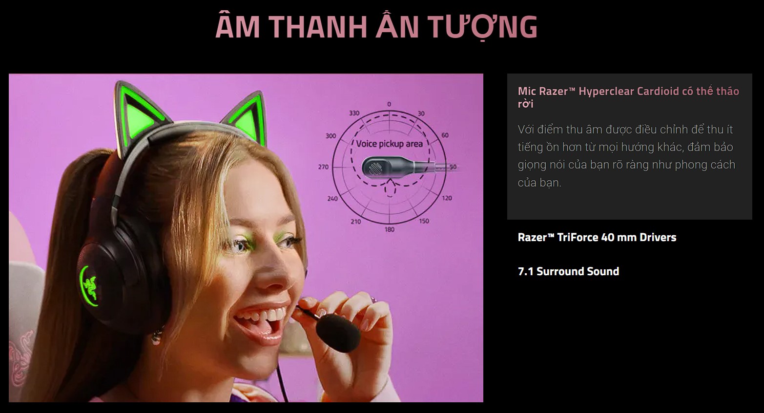 Tai nghe Razer Kraken Kitty V2 Black Gaming Headset 