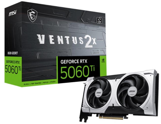 Card đồ họa MSI GeForce RTX 5060 Ti 8G VENTUS 2X PLUS (GDDR7/ 128 bit)