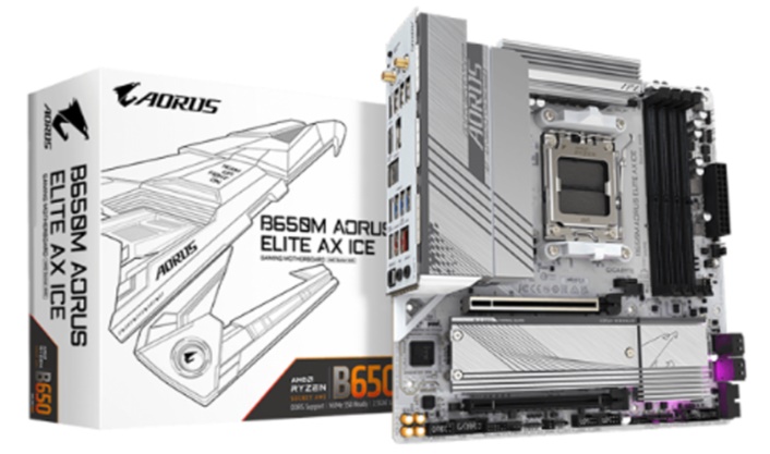 Mainboard Gigabyte B650M AORUS ELITE AX ICE DDR5 (AMD B650/ Socket AM5/ M-ATX/ 4 khe ram/ 2.5 Gigabit LAN) 
