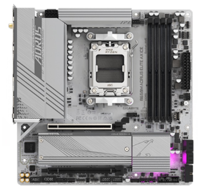 Mainboard Gigabyte B650M AORUS ELITE AX ICE DDR5 (AMD B650/ Socket AM5/ M-ATX/ 4 khe ram/ 2.5 Gigabit LAN) 