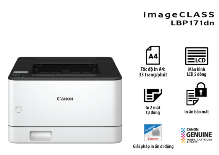 M&aacute;y in laser đen trắng Canon LBP171DN (A4/A5/ Đảo mặt/ USB/ LAN)