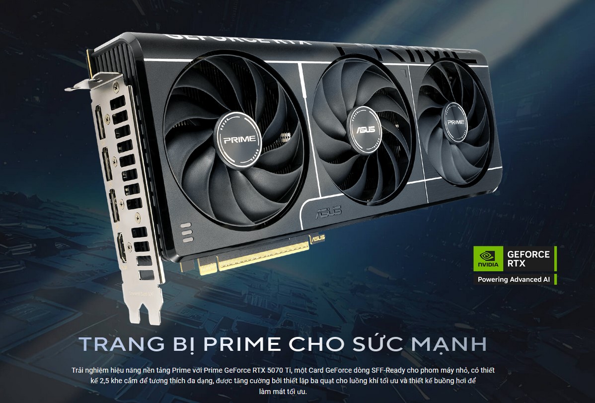 Card đồ họa ASUS Prime GeForce RTX 5070 Ti 16GB OC