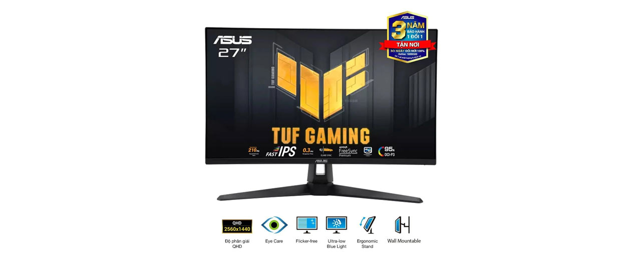 Màn hình Asus TUF Gaming VG27AQ5A (27Inch/ QHD (2560x1440)/ 0,3ms/ 210Hz/ 300cd/m2/ IPS/ Loa) (ID: 59840)