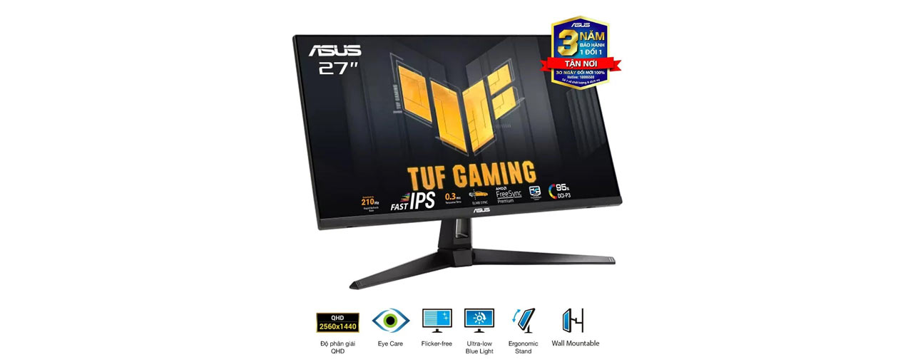 Màn hình Asus TUF Gaming VG27AQ5A (27Inch/ QHD (2560x1440)/ 0,3ms/ 210Hz/ 300cd/m2/ IPS/ Loa) (ID: 59840)