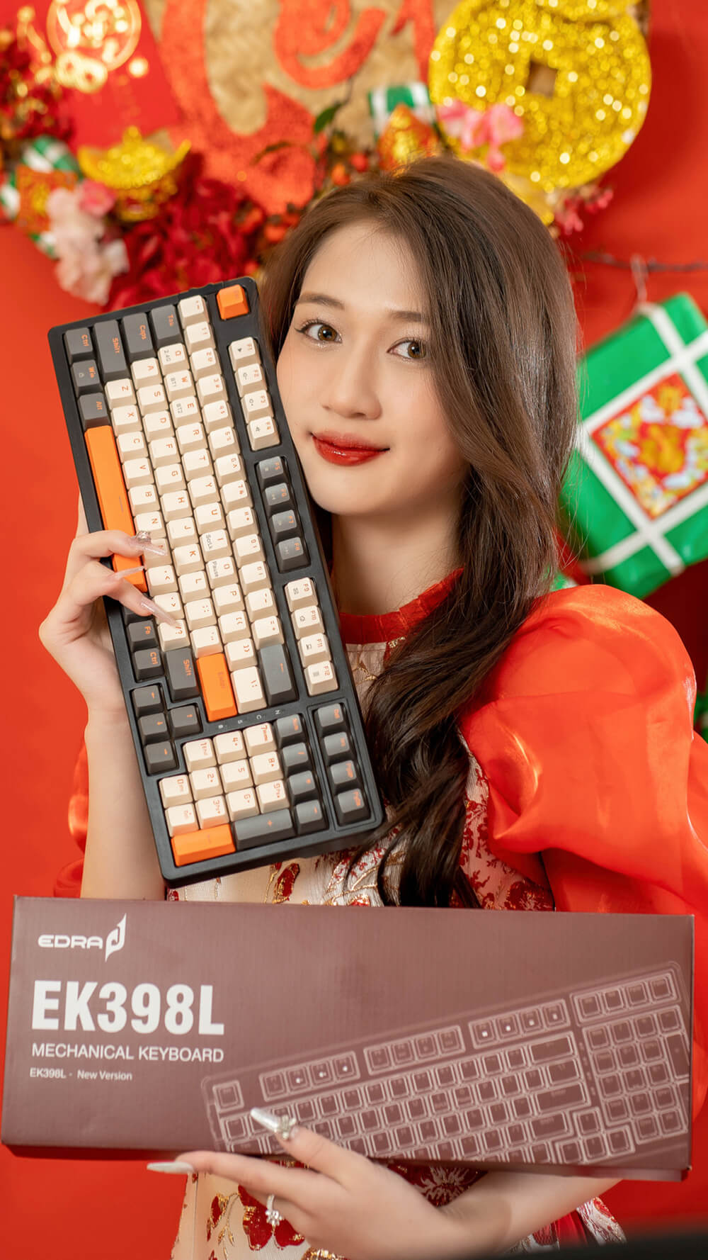 Bàn phím Gaming không dây E-Dra EK398L Beta Brown switch