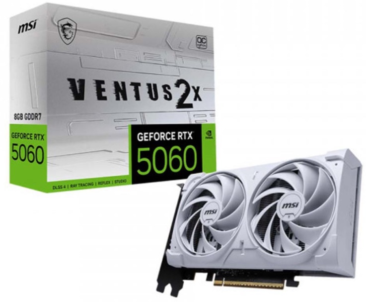 Card đồ họa MSI GeForce RTX 5060 8G VENTUS 2X OC WHITE (GDDR7/ 128 bit)