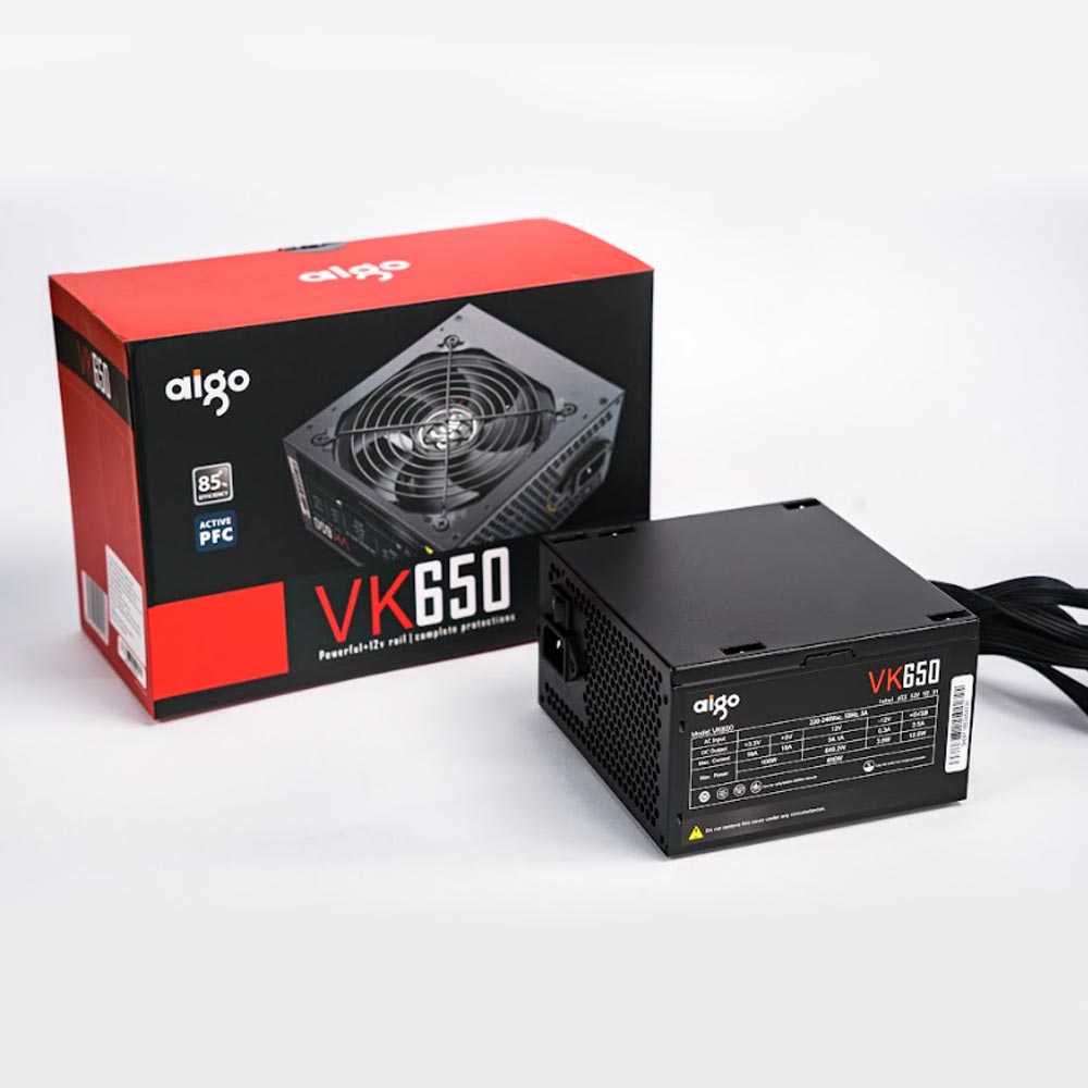 Nguồn máy tính Aigo VK650 -650W (85 Plus/ ATX/ Đen) 