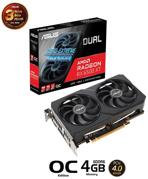 Card đồ họa Asus Dual Radeon RX 6500 XT V2 OC Edition 4GB 