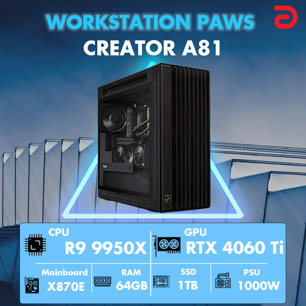 Máy trạm Workstation PAWS CREATOR R9/X870/64G/1TB/RTX4060TI 