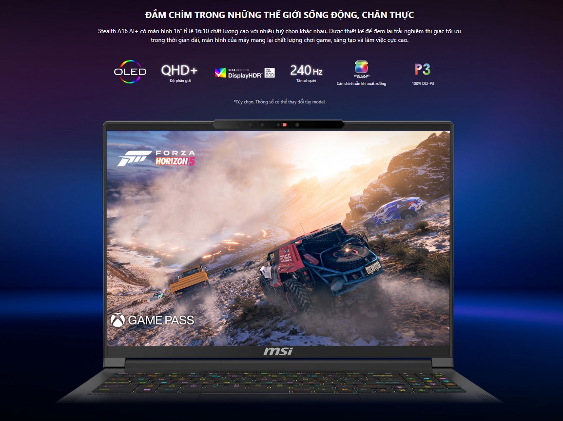 Laptop MSI Gaming Stealth A16 AI+ A3XVGG-208VN