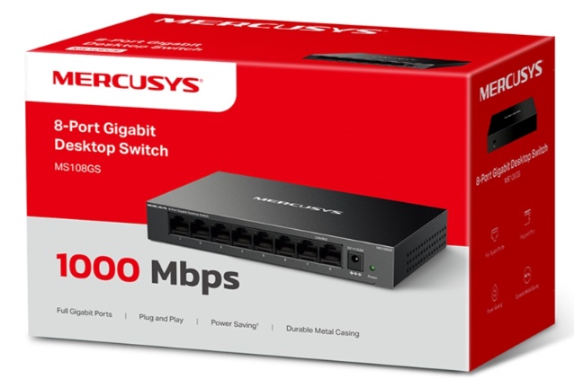 Switch Mercusys MS108GS (10/100/1000 Mbps/ 8 Cổng/ Vỏ Thép)