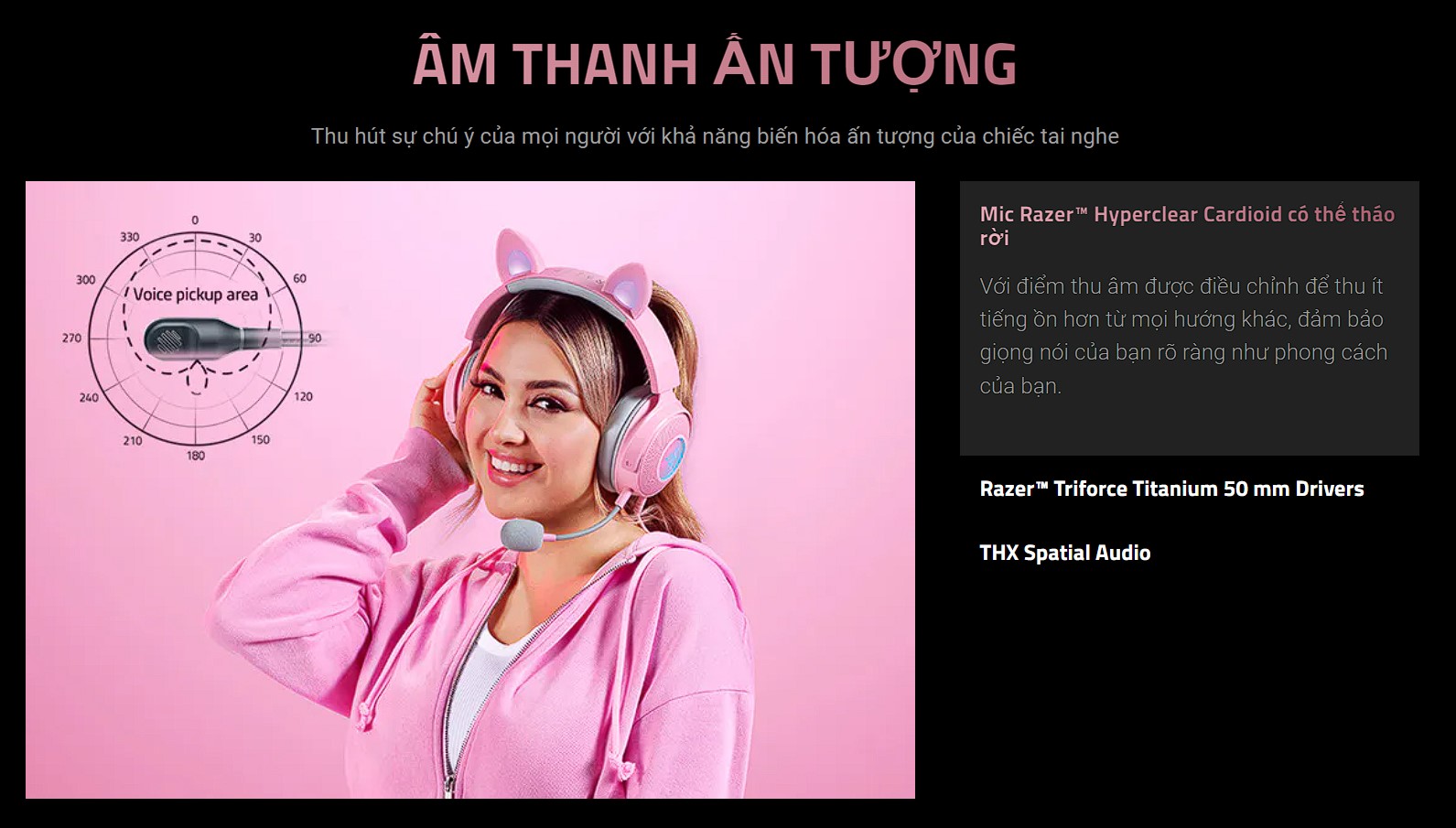 Tai Nghe Gaming Razer Kraken Kitty V2 Pro