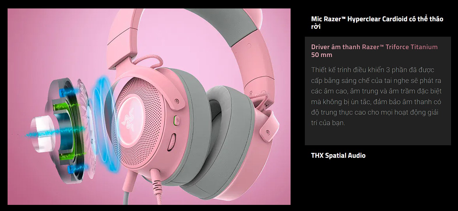 Tai Nghe Gaming Razer Kraken Kitty V2 Pro