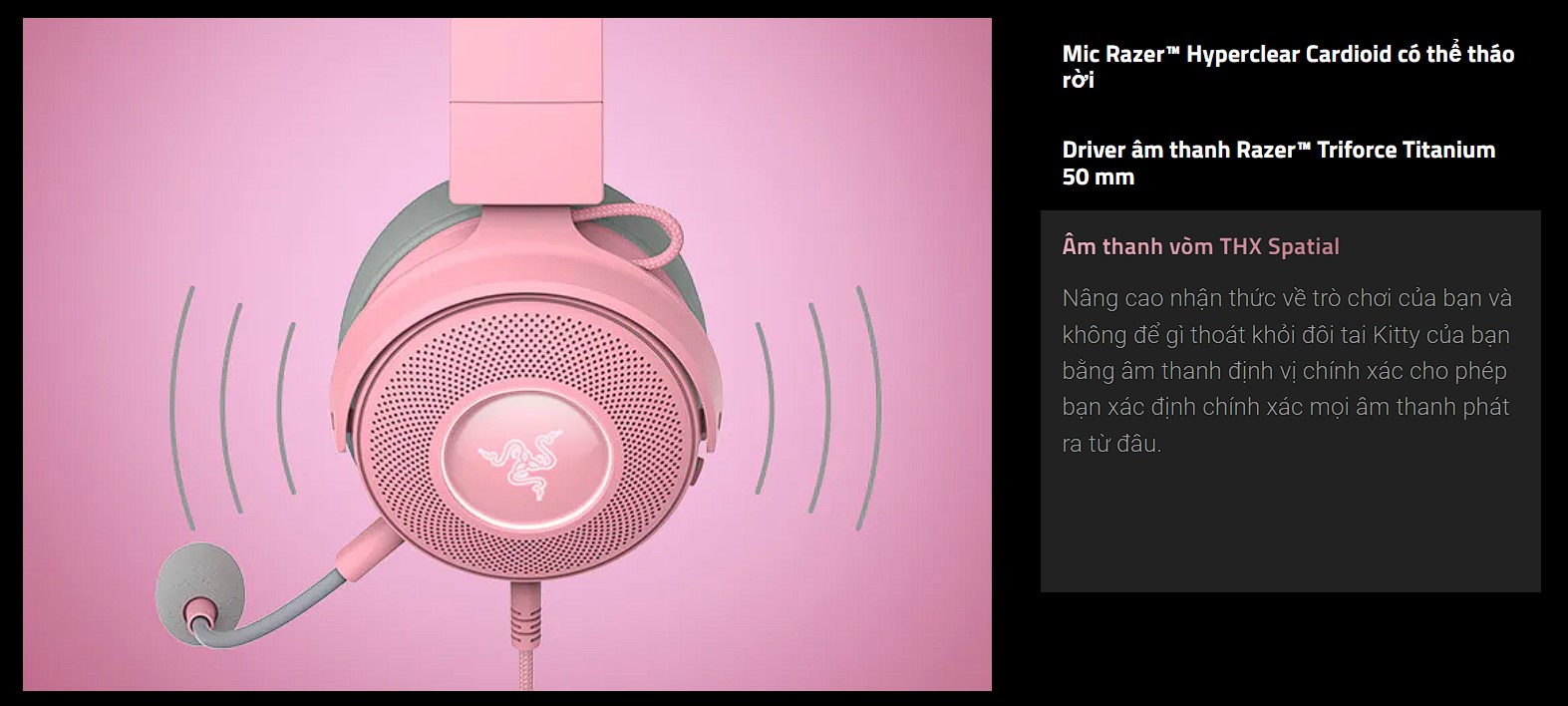 Tai Nghe Gaming Razer Kraken Kitty V2 Pro