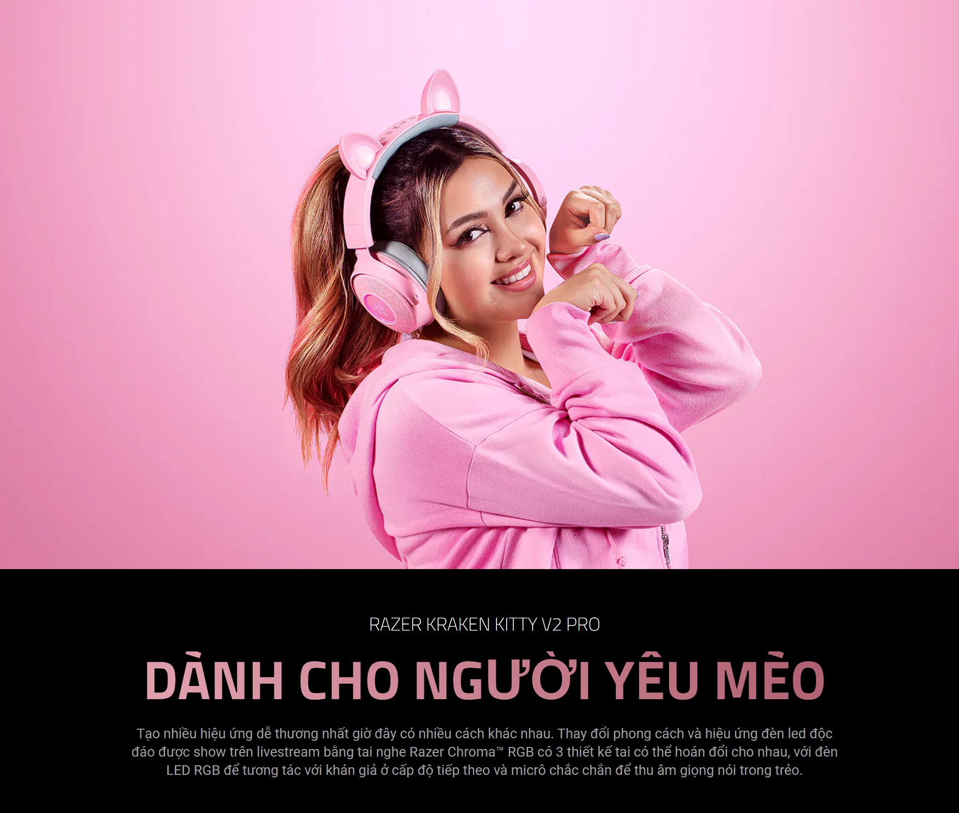 Tai Nghe Gaming Razer Kraken Kitty V2 Pro