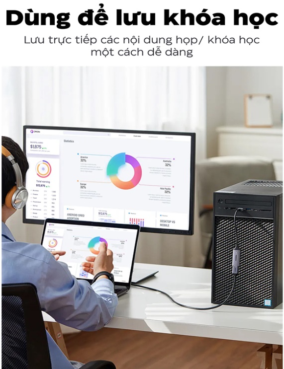 Card ghi hình HDMI to USB 2.0, Type-C live streaming 1080P Ugreen 40189