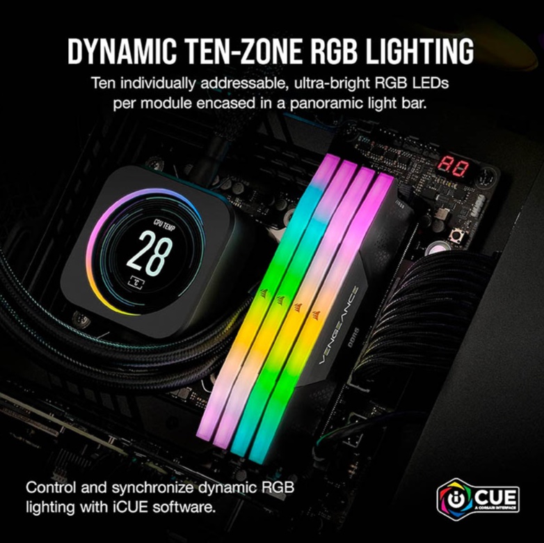 Ram desktop Corsair Vengeance Vengeance RGB Black CMH96GX5M2E6000C36 96GB (2x48GB) DDR5 6000MH