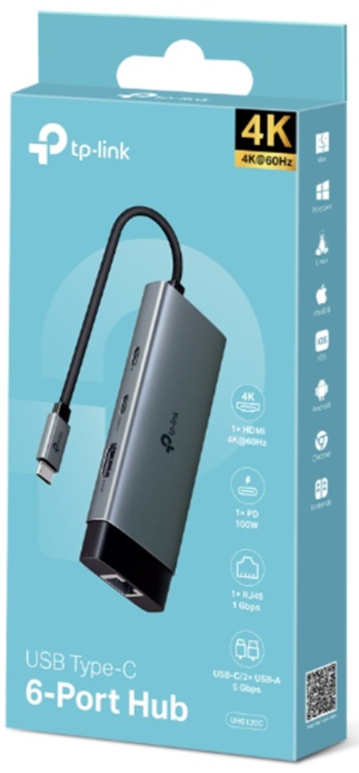 Bộ chuyển đổi TP-Link UH6120C USB Type-C to HDMI, USB3.0, Lan Gigabit, USB-C
