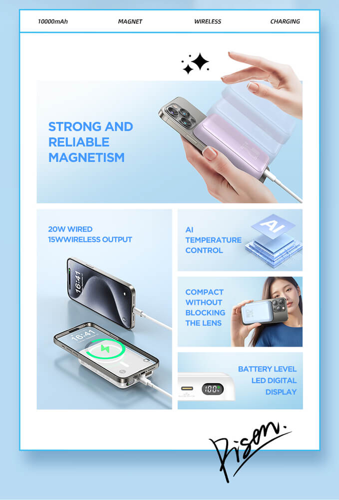 Pin sạc dự phòng không dây Pisen 10.000 mAh QUICK