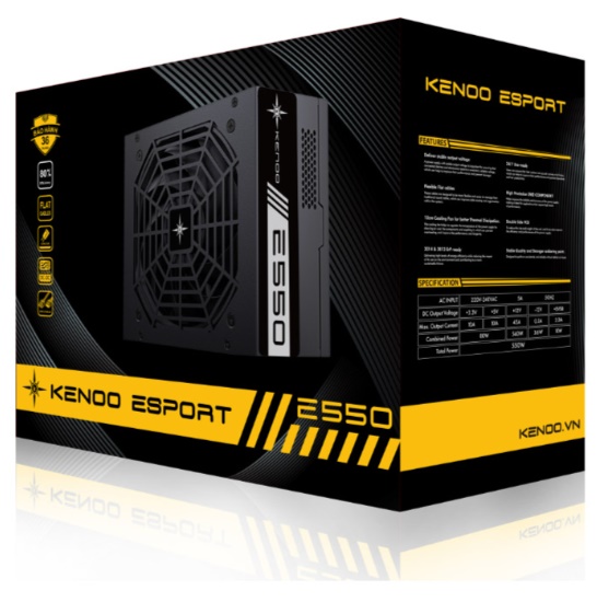 Nguồn máy tính KENOO E550 ESPORT cáp dẹt (550W/ Đen)