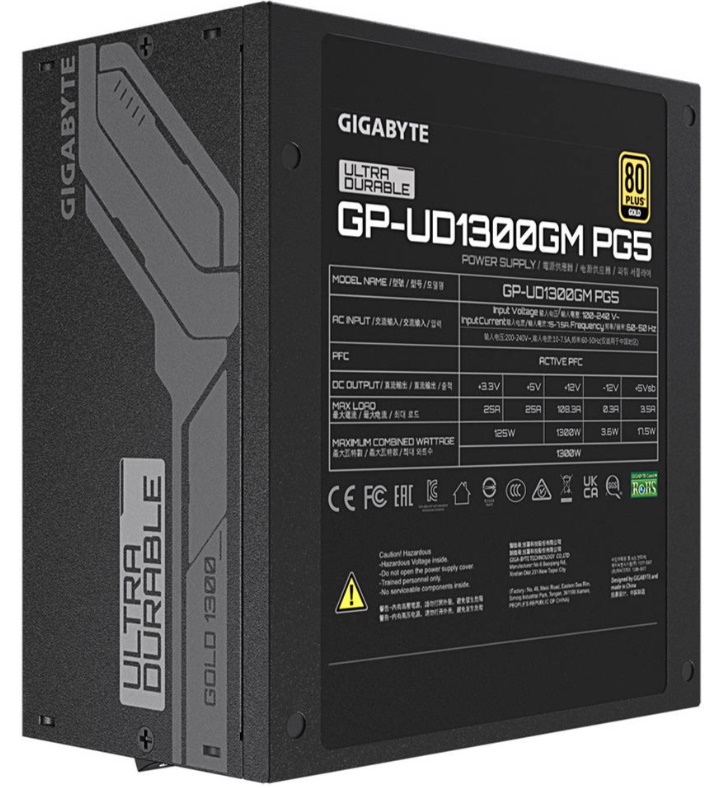 Nguồn máy tính Gigabyte 1300W PCIE5 80 Plus Gold Full Modular (GP-UD1300GM PG5)