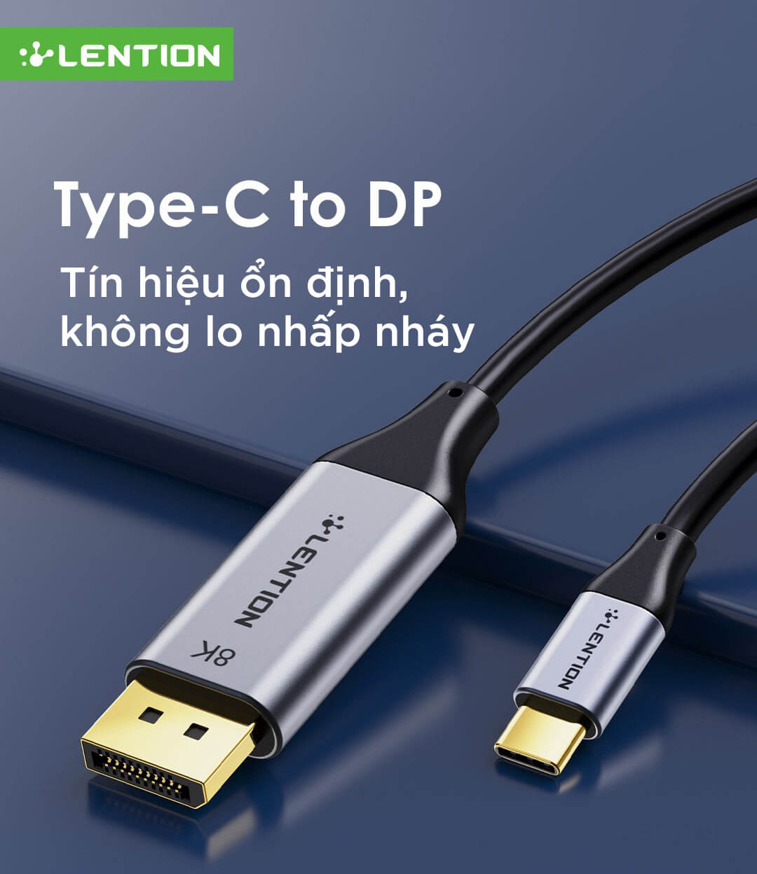Cáp chuyển Lention CU808D USB-C sang DisplayPort dài 1.7m (8K 60Hz)