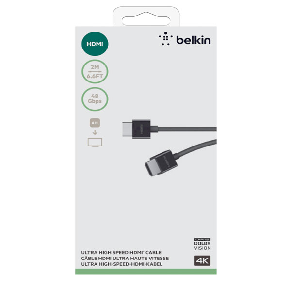 Cáp HDMI Belkin 2M hỗ trợ 4K, 8K, Ultra HD, đầu nối Nickel (Chuẩn 2.1)