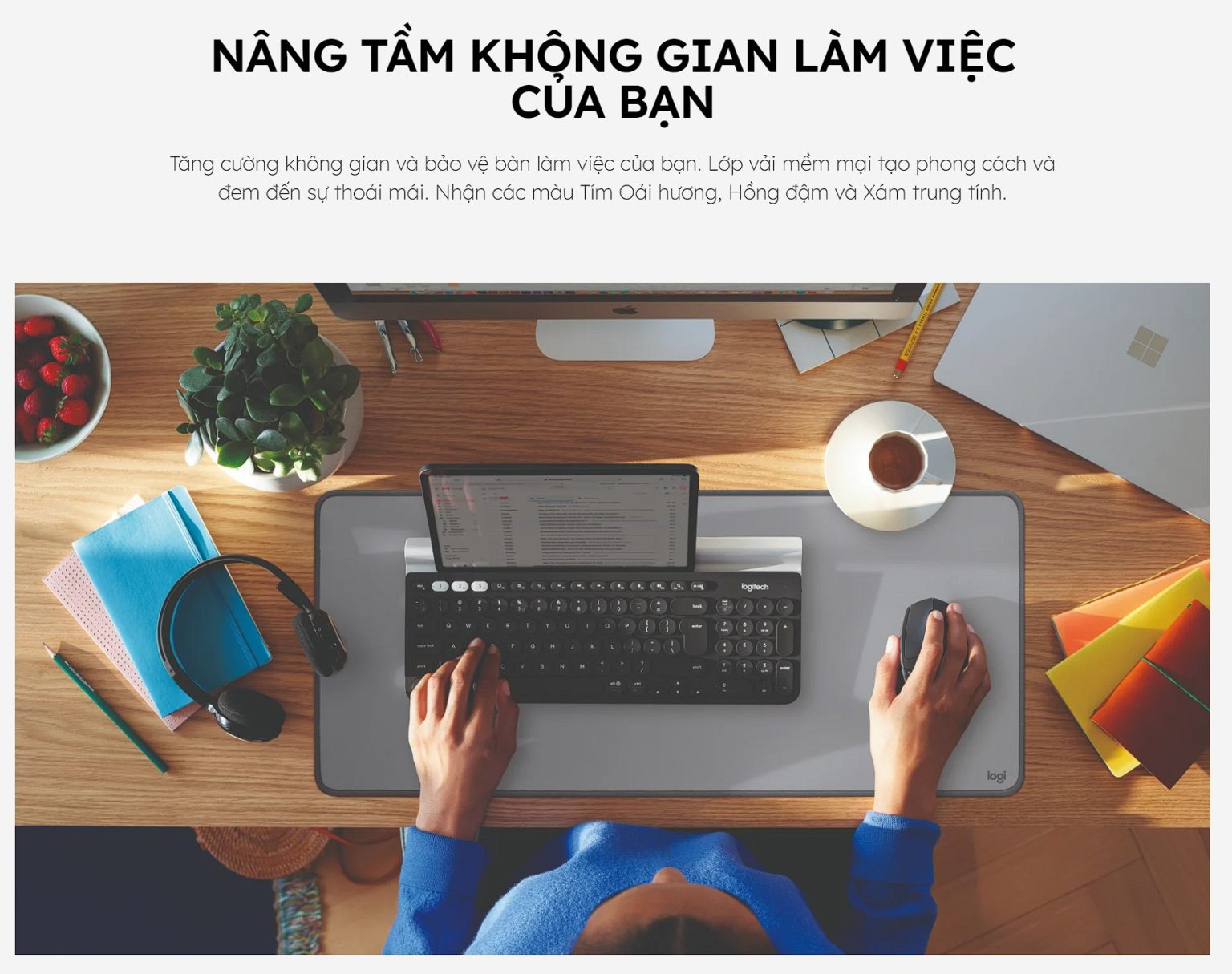 Bàn Di Chuột Logitech Desk Mat Studio Series Xám