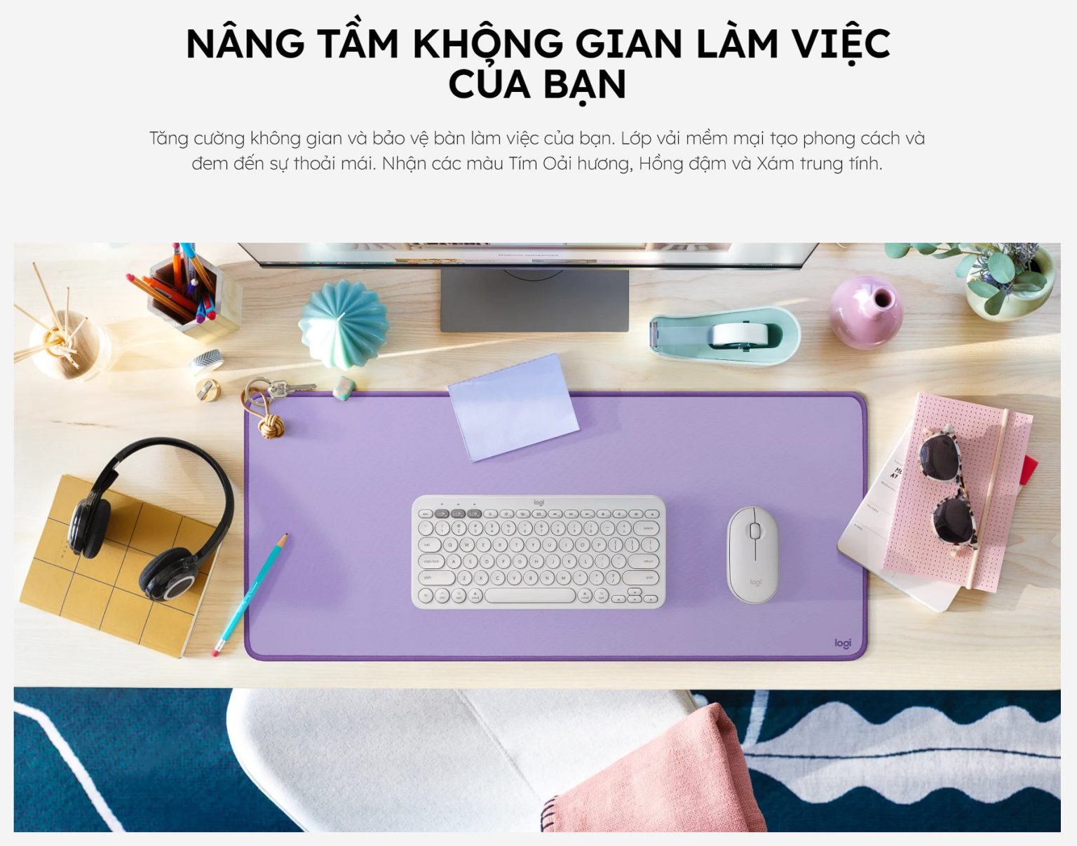 Bàn Di Chuột Logitech Desk Mat Studio Series Xám