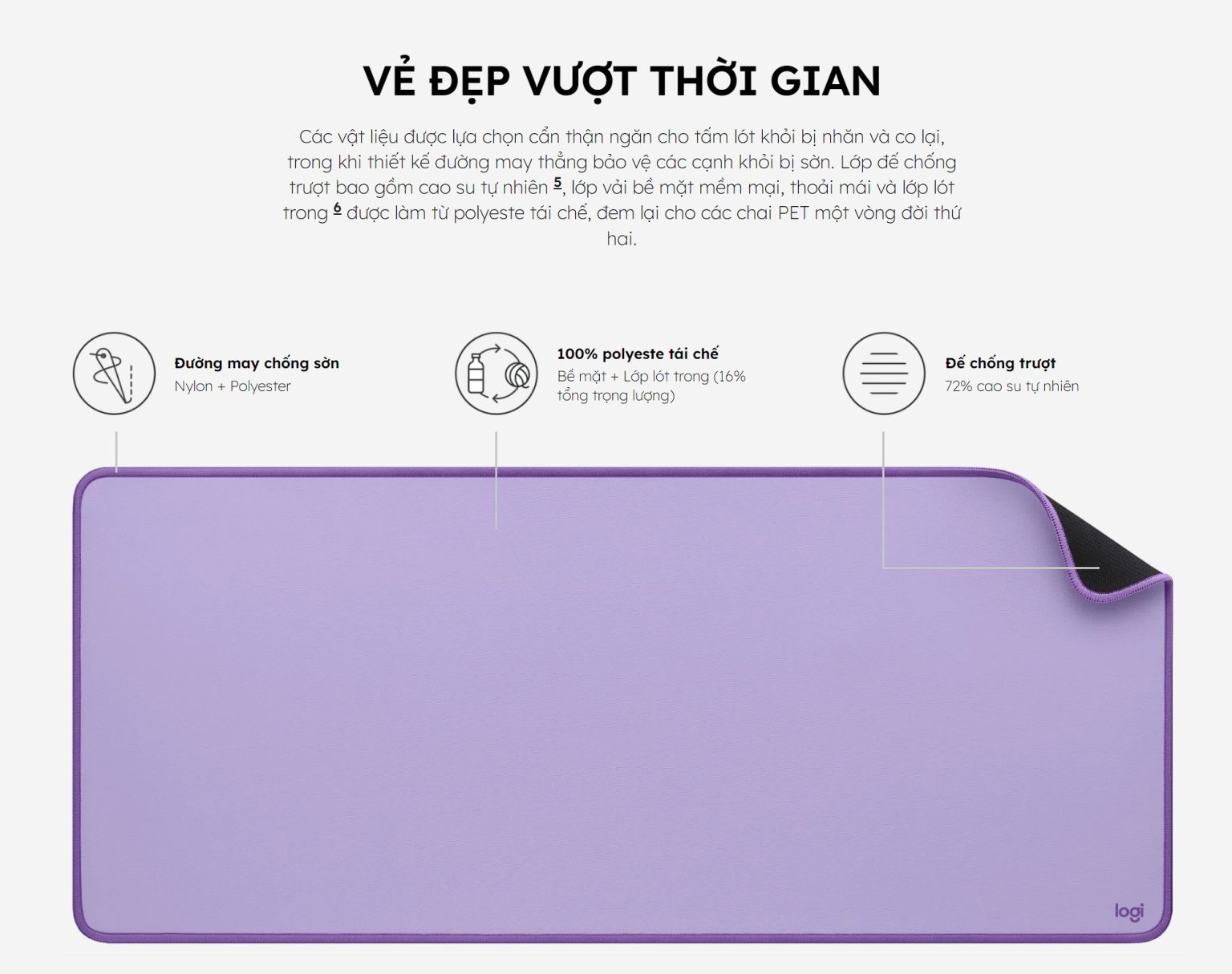 Bàn Di Chuột Logitech Desk Mat Studio Series Xám