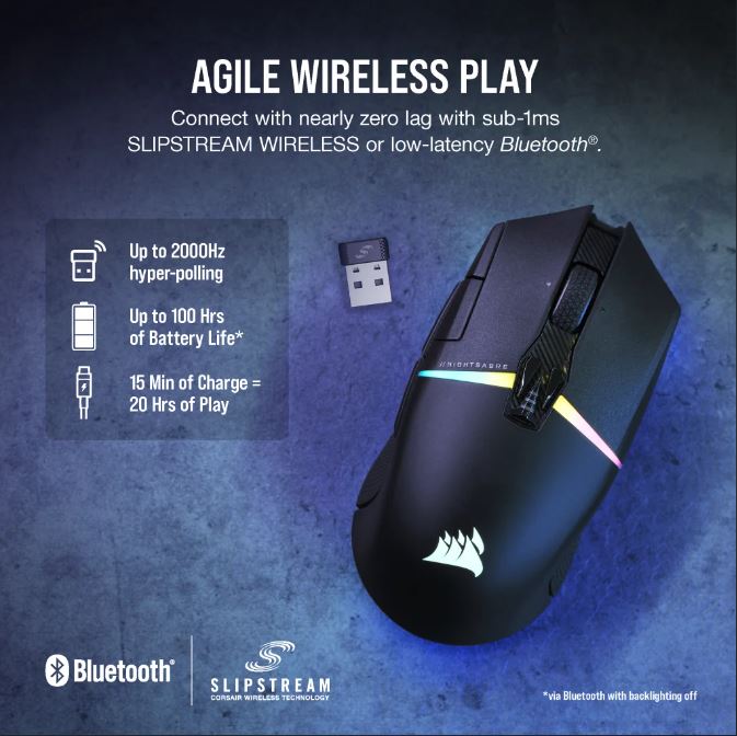 Chuột Gaming Không Dây Corsair Nightsabre RGB