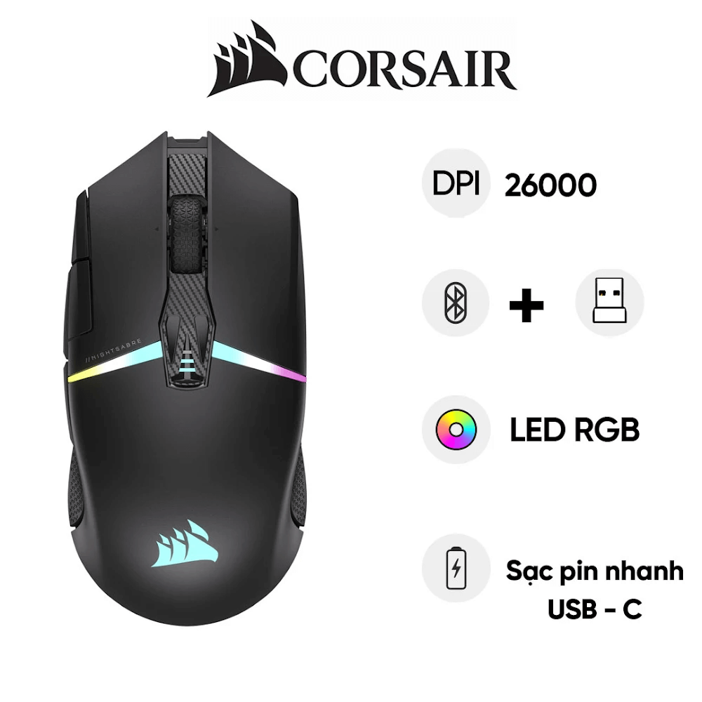 Chuột Gaming Không Dây Corsair Nightsabre RGB
