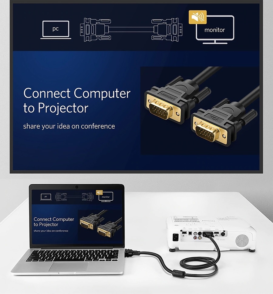 C&aacute;p t&iacute;n hiệu VGA Ugreen 11631 3M