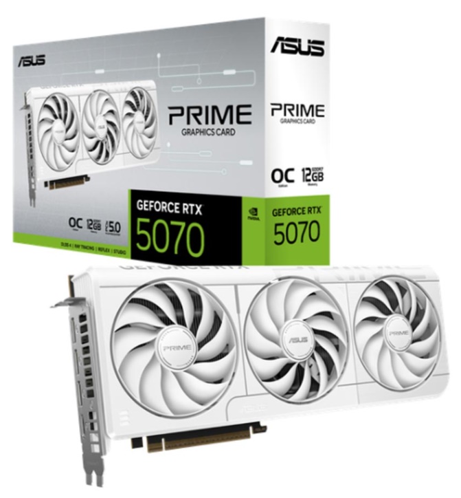 Card đồ họa Asus Prime GeForce RTX 5070 White OC Edition 12GB (GDDR7/ 192 bit)