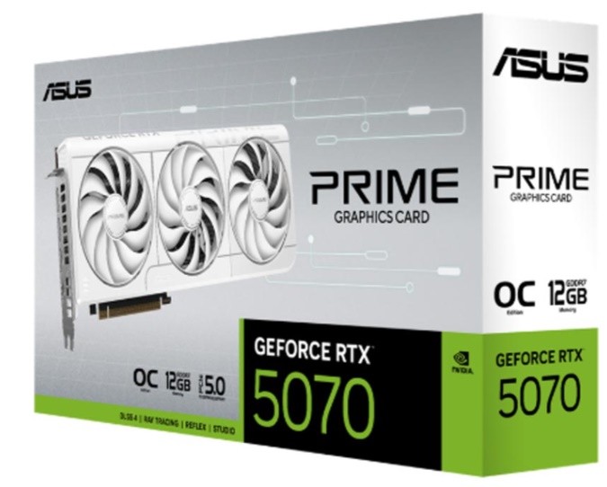 Card đồ họa Asus Prime GeForce RTX 5070 White OC Edition 12GB (GDDR7/ 192 bit)