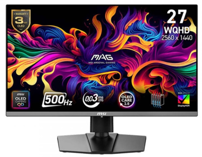 Màn hình gaming MSI MAG 272QP QD-OLED X50 (27Inch/ QHD (2560x1440)/ 0,5ms/ 500Hz/ 300cd/m2/ OLED)