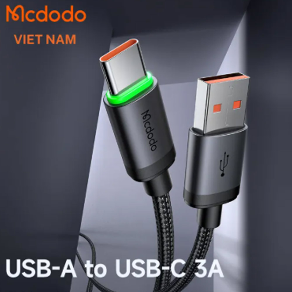 Cáp Mcdodo USB-A - Type-C 1m CA-3960 (có đèn báo sạc) (ID: 60595)