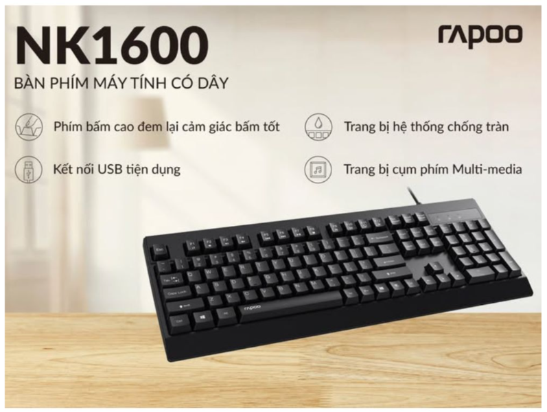 B&agrave;n ph&iacute;m Rapoo NK1600