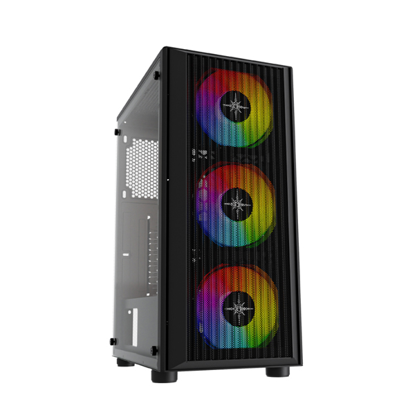Vỏ m&aacute;y t&iacute;nh KENOO ESPORT M300 - 3F - Mầu Đen - ( sẵn 3 fan mầu RGB cố định )