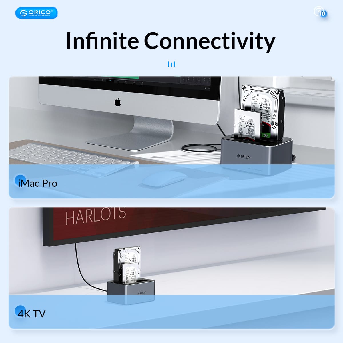 Đế ổ cứng (Docking) Orico 6626C3-C-V1-EU-GY-BP-HW 2 khe cắm USB-C và USB-A (Vỏ nhôm)