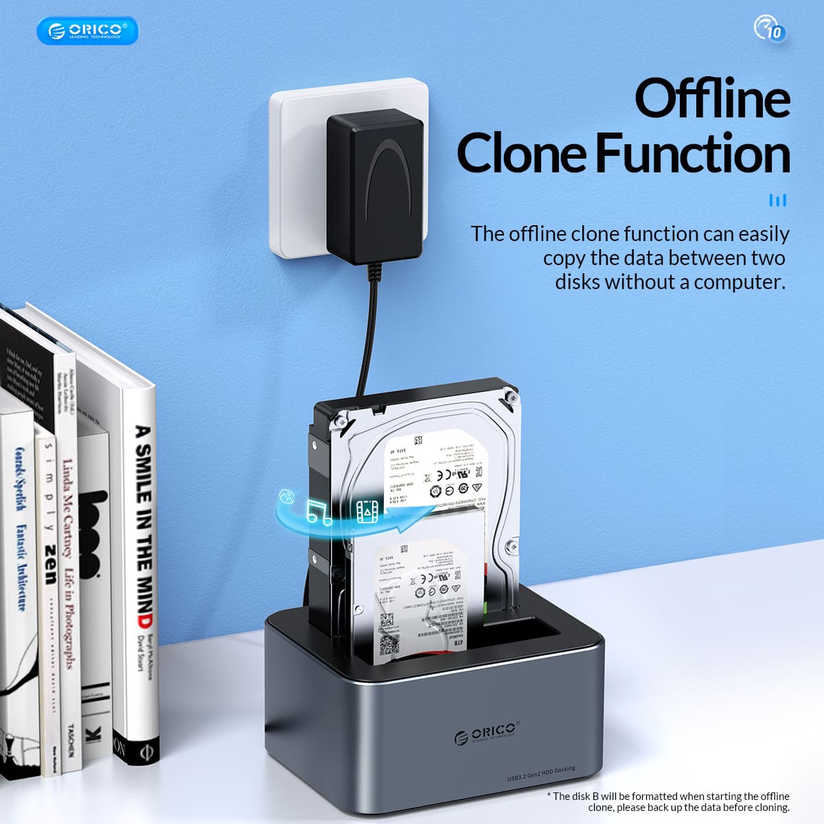 Đế ổ cứng (Docking) Orico 6626C3-C-V1-EU-GY-BP-HW 2 khe cắm USB-C và USB-A (Vỏ nhôm)